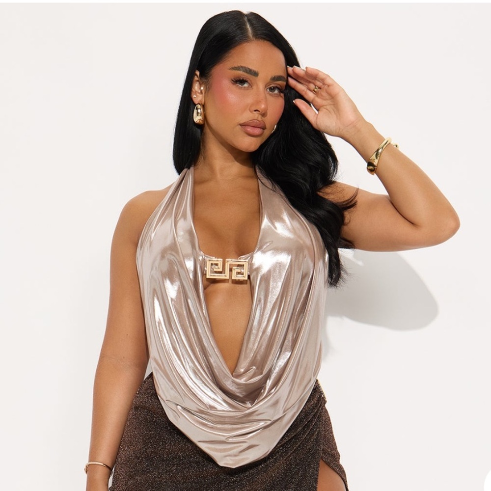 Yacht Party Cowl Neck Halter Top.
